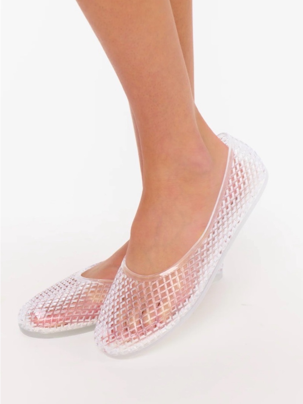 Steve Madden Women's Lightweight Memory Foam Insole Jelly Flat (Clear, 6)
